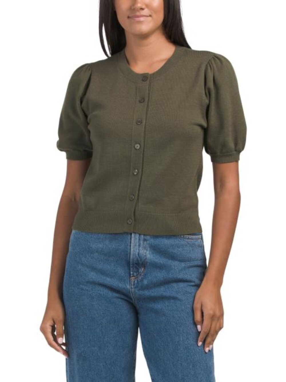 FRENCH CONNECTION Cosy Short Puff Sleeve Button Cardigan